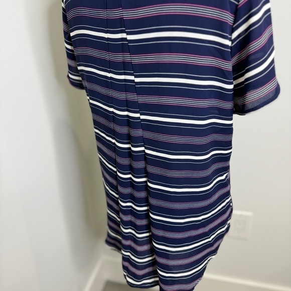 Pleione Dark Blue Stripe Short Sleeve Top (S) - Picture 5 of 8